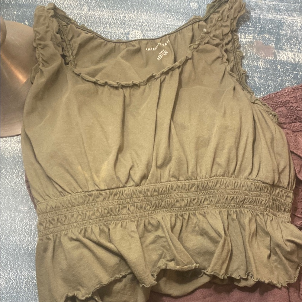 American Eagle Outfitters Olive Green Women's Top